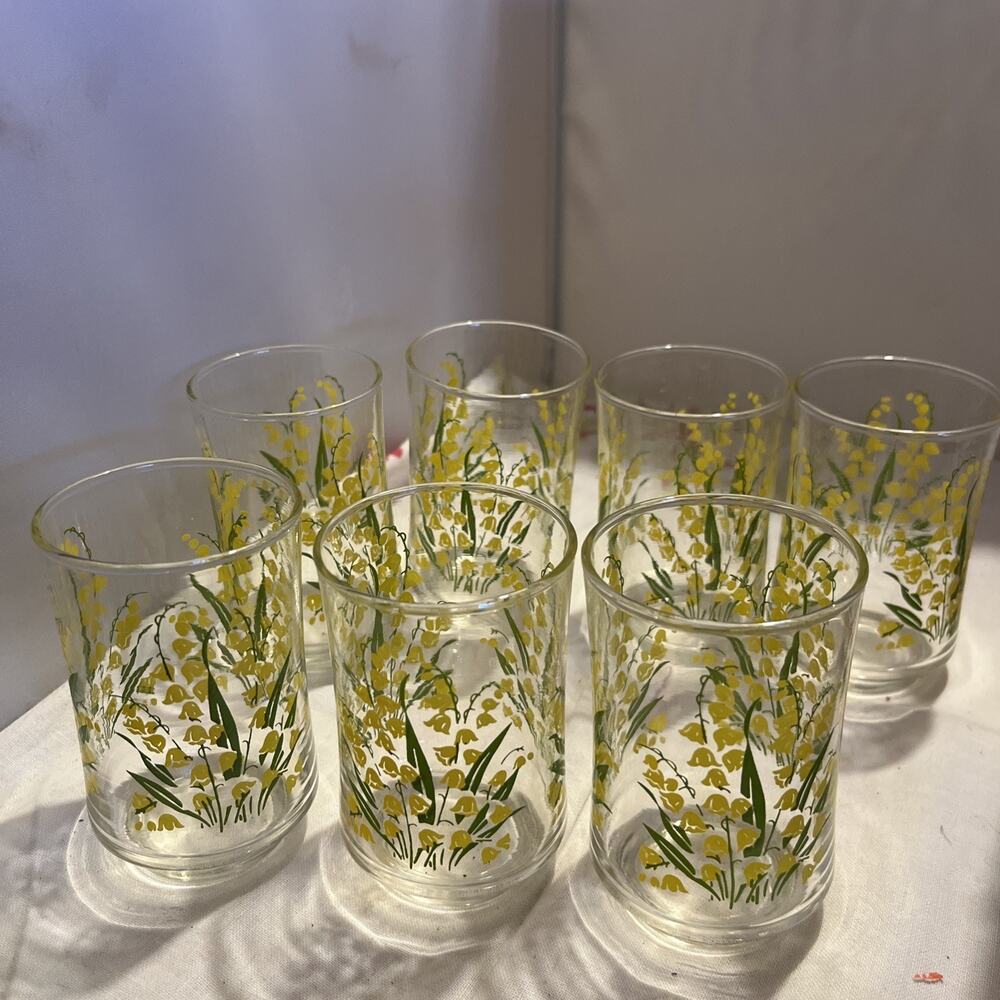Vintage Libbey Juice Glasses "Lily of the Valley" Set of 7
